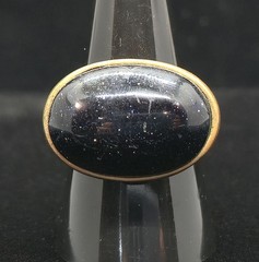 Vtg Signed Glow By Sheila Fajl Thailand Dark Blue Aventurine Ring