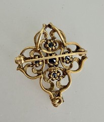Vintage 14k Brooch Or Pendant W/ Blue Sapphire 6grams 1″ 1940s