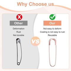 M METERXITY Safety Pins Rose Gold 3.15 inch 10 Pack Brooch