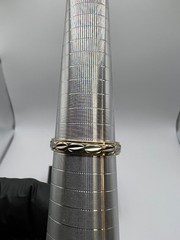 Vintage 14K Gold Two-Tone Pattern Wedding Band Ring 4mm Signed 2.7g Sz 11.75