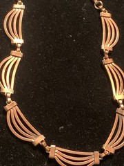 Vintage Mid Century RENOIR Signed Copper Scalloped Link Necklace Choker 16”