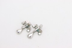 Lind Gal LG Clear Rhinestone Parure Silver Necklace Screwback Earring Set Clasp