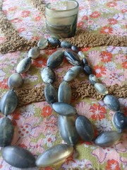 Vintage Dinosaur Designs Pebble Resin Necklace & Cuff ! Stamped