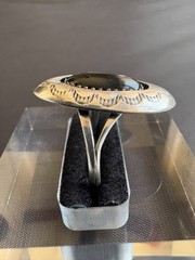925 Sterling Silver Southwestern Style Black Onyx Stone Ring Size 9.25 US