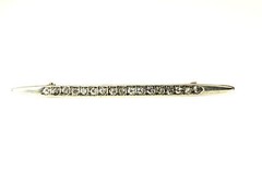 925 Sterling Silver Top Cubic Zirconia Vintage Bar Brooch 3.1 Grams (PEN5771)