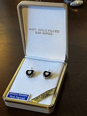 New Vintage Natural Diamond Etched Black Heart 14K Leaf Earrings Earring GF Hook