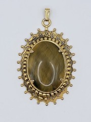 Vtg Mid Century Costume Jewelry Pendant Lot 3 Celebrity NY Tiger Eye Jade
