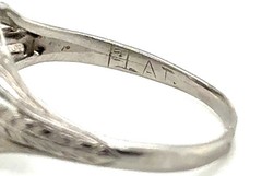 Art Deco Mined Diamond Ring GIA Certified .58ct Platinum Antique Original 1930s