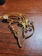Tona Signed Lady Brooch With A Clear Rhinestone Pendant 3in X 2in