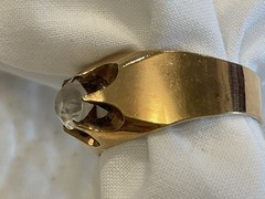 Vtg 1930’s Men’s Ring Sz 9 3/4 5.2mm Stone 1/20 14 K Gold Shell Band *READ*