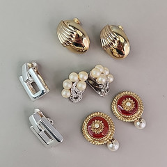 Vintage Clip On Earrings Lot of 4 Marvella Napier Sarah Coventry Faux Pearl