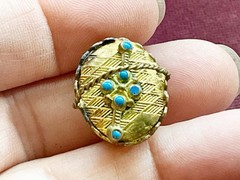Antique Victorian Gold Filled BASKET with Stones Charm Watch Fob Pendant
