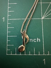 Petite 925 Sterling Musical Eighth Note Slider Pendant Necklace 16″ Box Chain