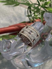Vintage Silver &Rose Vermeil Wide Pave Band Ring SIZE 5