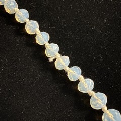 VTG Opalite Faceted Glass Rondelle Knotted Bead Flapper Length Necklace 60”