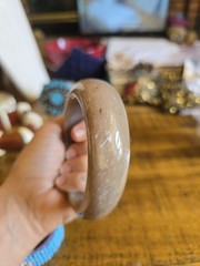 Vintage Chunky Bangle Bracelet Marble Stone Effect Beige Brown White