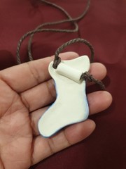 Flying Colors Vintage Xmas Necklace Stocking Blue & White Festive Holiday