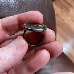 Authentic 1937 buffalo nickel ring loin Signet Ring Old-vintage Sterling Silver