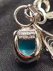 Vintage Sorrento Bracelet Sterling 925 Filigree & Larimar Stones 7″