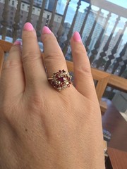 Vintage 14K Gold 0.60 Carats Ruby and 0.22 Carats Diamond Swirl Cocktail Ring