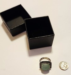 Vintage Green Chalcedony Sterling Silver Size 8.5. Ring