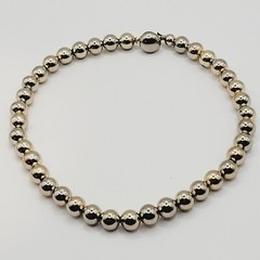 Choker Style Light Gold Tone Shiny Round Bead Vintage 1970s Necklace 15 Inch