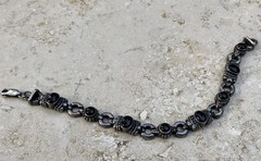 🖤✨AUTHENTIC VINTAGE STERLING SILVER BLACK ONYX LINK ESTATE JEWELRY BRACELET ✨🖤
