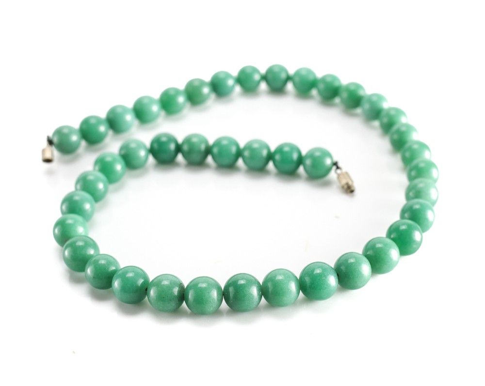 Green Aventurine Gemstone beaded necklace Choker 12.5mm beads 20.5 in