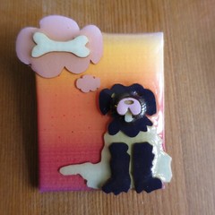 Adorable Dog Lucinda Pet Pin Dreaming About Bone Sunset Thought Bubble Treat VTG