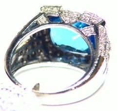 Victorian 14K Gold Natural Diamond Topaz Samuel B Benham BJC Designer Ring Deco