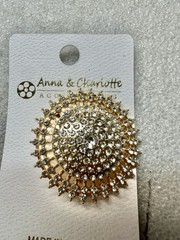 ANNA Charlotte Blinged Rhinestone Golden Domed Brooch