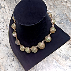 Vintage Style Georgian Collet Necklace 17″ Olive Green Iridescent Anna Wintour