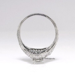 Art Deco Round Lab Created Diamond & Emerald Wedding 14K White Gold Plated Ring