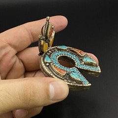 Horseshoe Design Old Ethnic Unique Tibetan Multi Colour Outstanding Nice Pendant