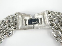 Vintage Crown Trifari Silver Tone 4 Multi Chain Statement Necklace 27″