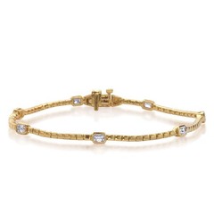 .99CT EMERALD CUT DIAMOND 14KT YELLOW GOLD BY THE YARD 3D LOVE TENNIS BRACELET