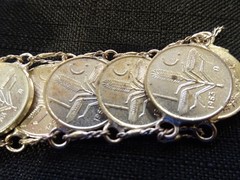 # 654- VINTAGE MEXICO COIN BRACELET-21 REAL COINS