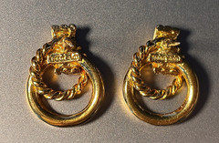 VINTAGE Thailand Gold Plated Twisted Rope DoorKnocker Earrings Pierced Post 1″