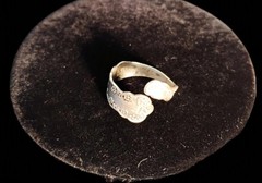 Vtg womens size 7.5 L.Vernon Sterling Silver Ornate Floral Scroll Spoon Ring EUC