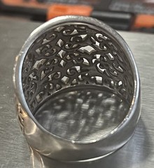 Vintage Sterling Silver 21mm Wide Filigree Ring 6.1 Grams Size 7