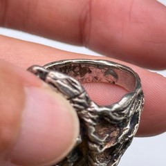 Vintage Cameo Native American Figure Silver Dimensional Ring Size 9.75