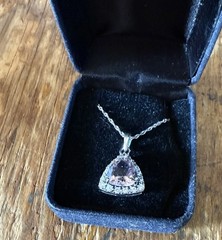 JTV ? VJ Trillion Cut Amethyst White Topaz 925 Pendant Sterling Silver Necklace