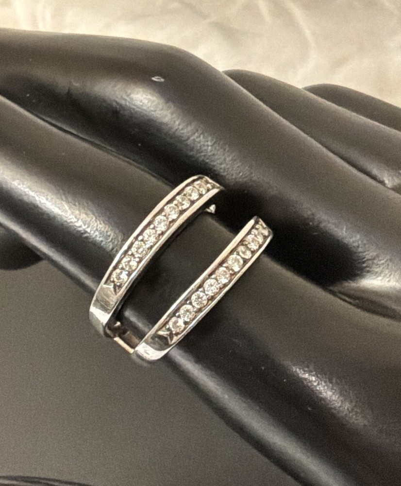 Sterling Silver Channel Set Double Band CZ Vintage Ring Size 8 Gram Wt 7.2