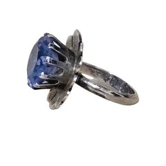 Vtg Large Sky Blue Faceted Topaz Flower Sterling 925 Ring Solitaire Mexico Sz 6