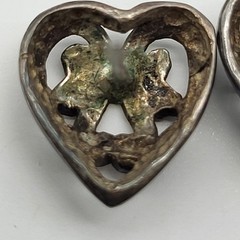 JEZLAINE Signed Sterling Silver 925 Openwork Scroll Heart Stud earrings Bride
