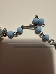 Coro Vintage Signed Pegasus Blue Enamel Rhinestones Floral Necklace Choker
