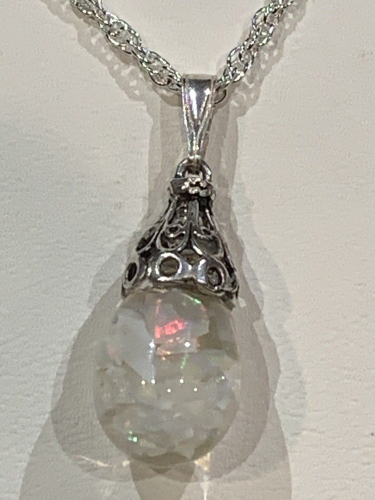 HOLIDAY SALE* ANTIQUE COLOSSAL 21MM FLOATING OPAL NECKLACE STYLE#1A-Sterling