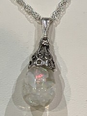 HOLIDAY SALE* ANTIQUE COLOSSAL 21MM FLOATING OPAL NECKLACE STYLE#1A-Sterling
