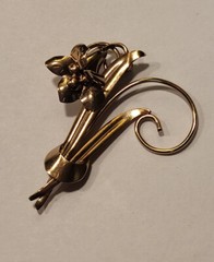 Vintage 1940’s JMS 10K Solid Yellow Gold Lily Brooch Pin 1.75 Inch 4.09 Grams