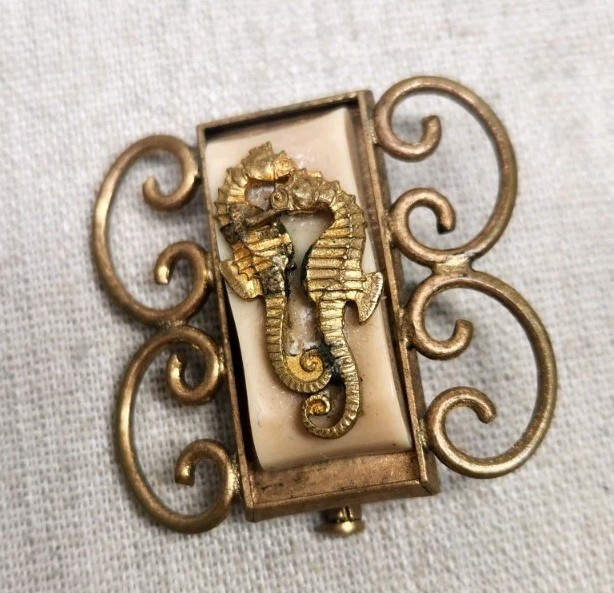 Antique Jean Painleve Seahorse Brooch Pin Signed